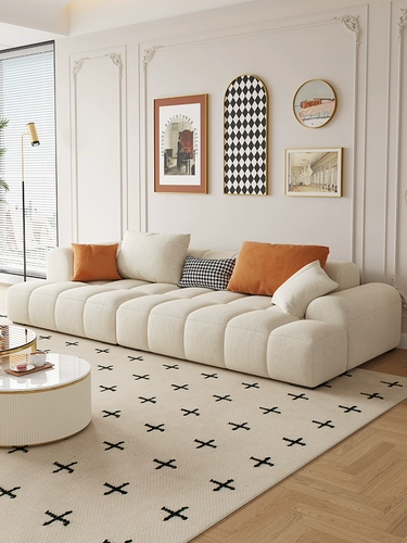 Ткань, современный кремовый диван для гостиной для домашнего использования, простой и элегантный дизайн, популярно в интернете