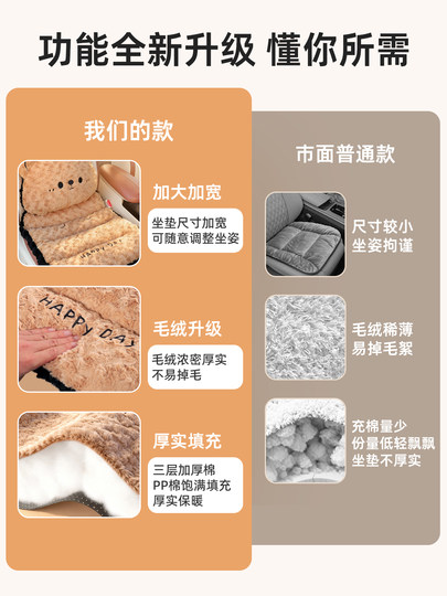 Car Seat Cushion Winter Plush Driver's Seat Cushion with Integrated Backrest Single Piece Women's Car Cushion Front and Rear Seat Cushion