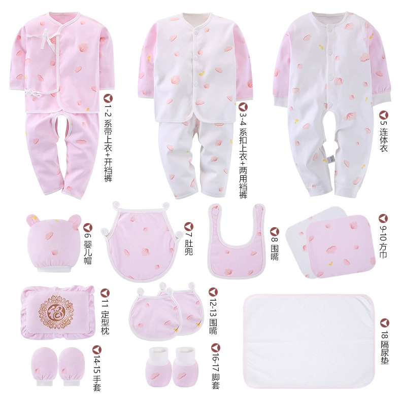 Quần áo trẻ sơ sinh cotton hộp quà tặng 0-3 Tháng 6 mùa thu và mùa đông Trẻ sơ sinh trăng tròn phù hợp với bé
