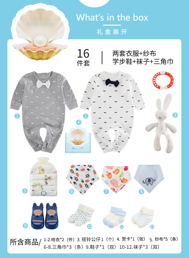 Bộ quần áo trẻ sơ sinh bằng vải bông cho bé mùa xuân và mùa thu đông shop đồ sơ sinh