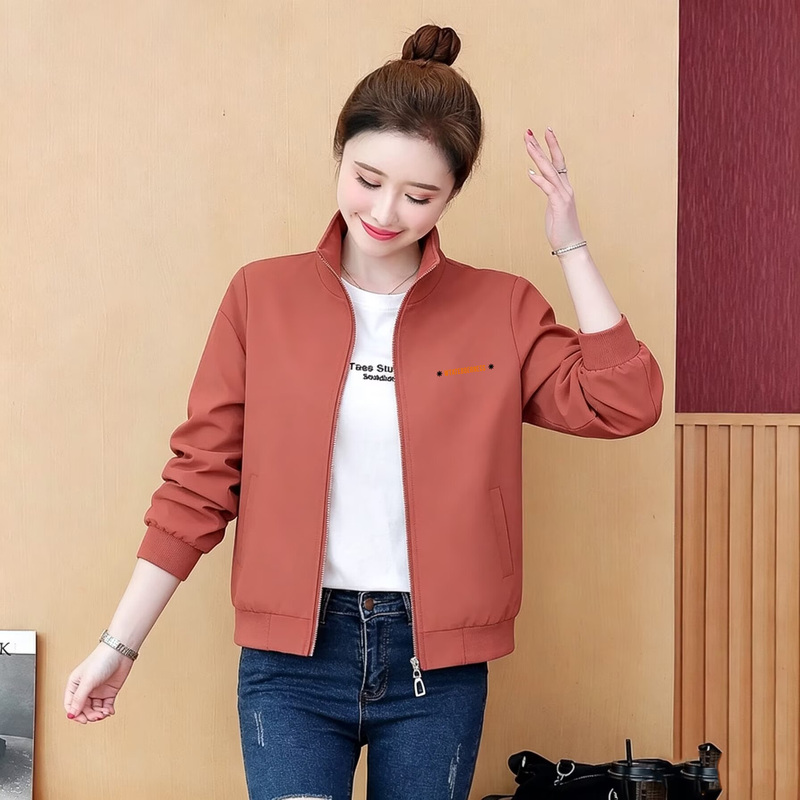 Fleece-Lined/Non-Fleece-Lined Short Stand-Collar Jacket 2026 Autumn and Winter New Style Women's Korean Version Versatile Casual Baseball Jacket Fleece-Lined/Non-Fleece-Lined Short Stand-Collar Jacket 2026 Autumn and Winter New Style Women's Korean Version Versatile Casual Baseball Jacket