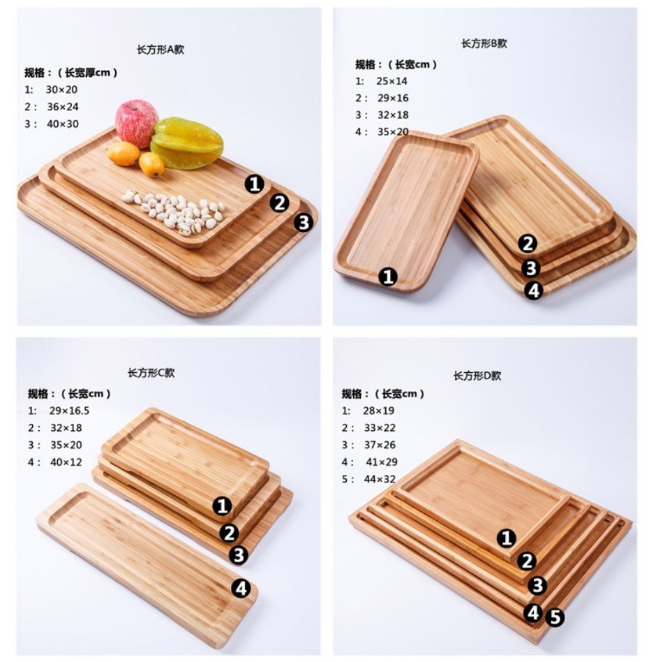 Khay tre hình chữ nhật khách sạn tròn tấm gỗ rắn khay khay khay chén đĩa Nhật Bản bánh trái cây nhà đũa gỗ