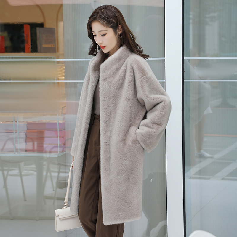 Eco-Friendly Faux Fur Coat for Women, Fluffy 2025 New Winter Fur Integrated Mid-Length Mink Fur Coat