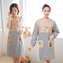 Korean fashion apron cute kitchen thickened work clothes oil-proof cooking coat adult anti-dressing