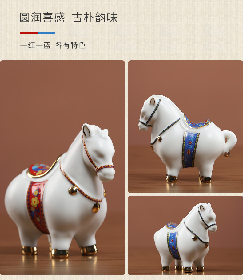 The east mud horse furnishing articles ceramics handicraft horse office desktop tang decoration accessories small delicate red