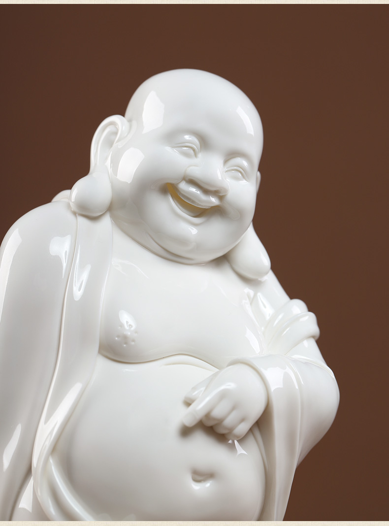 Oriental clay ceramic smiling Buddha maitreya furnishing articles dehua white porcelain checking crafts its art/in the front