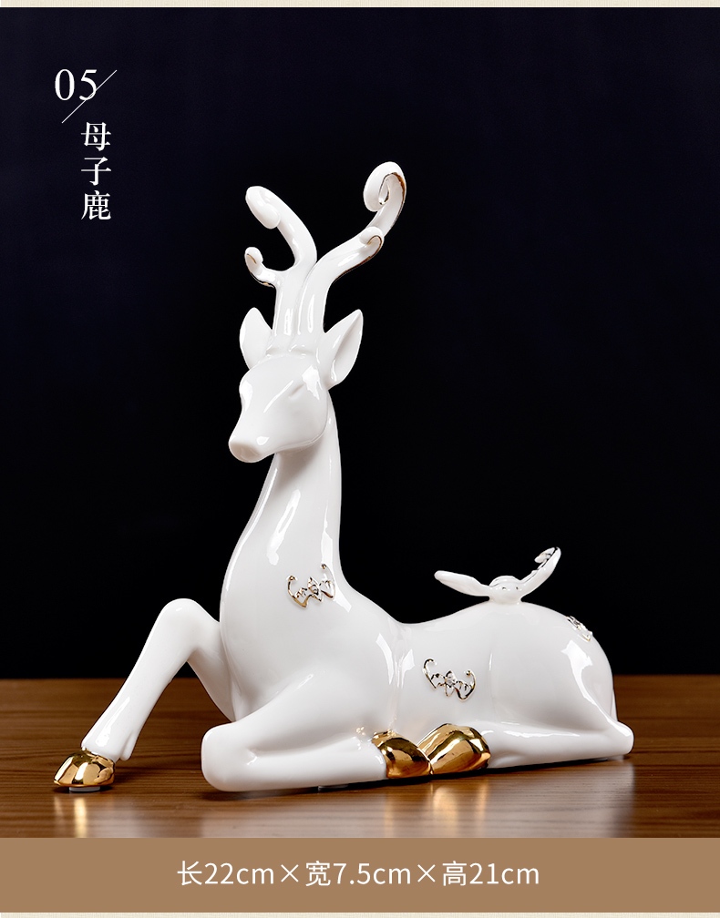 Oriental clay ceramic mother deer furnishing articles home sitting room of TV ark, wine rich ancient frame partition adornment