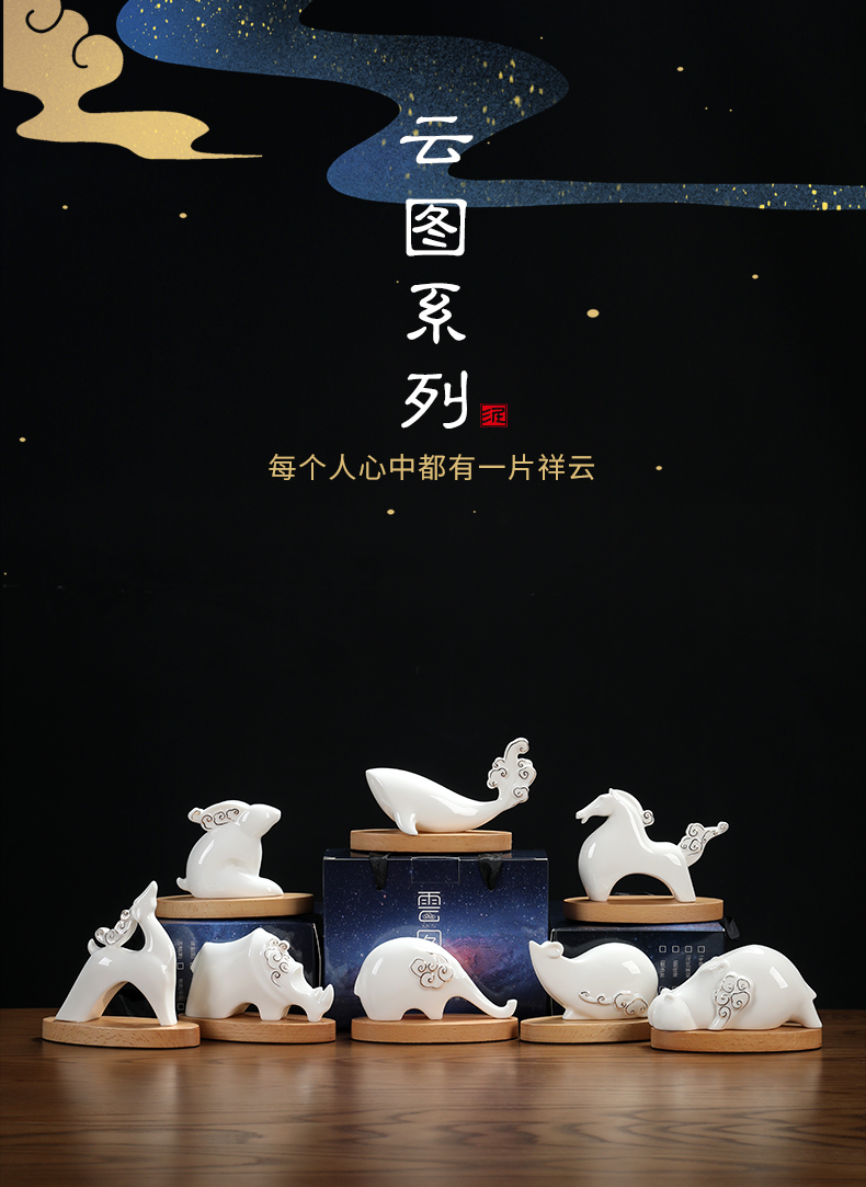 Oriental clay ceramic mascot mouse small place, a 2020 year of the rat New year gifts/cloud a night light