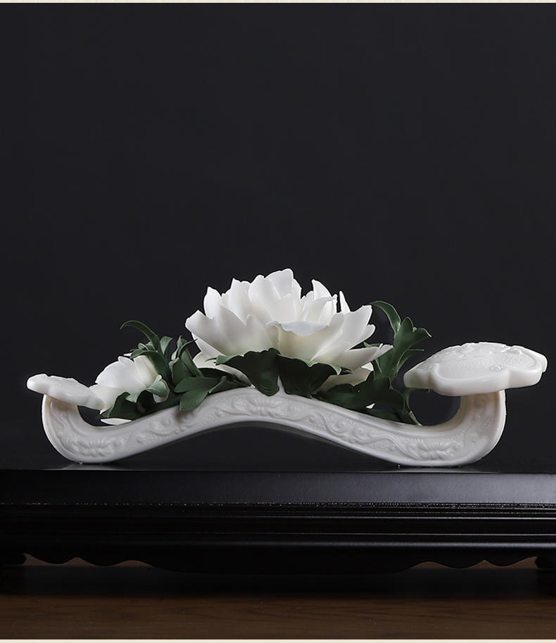 Oriental clay ceramic peony ruyi furnishing articles housewarming gifts gifts home decoration process/blooming flowers