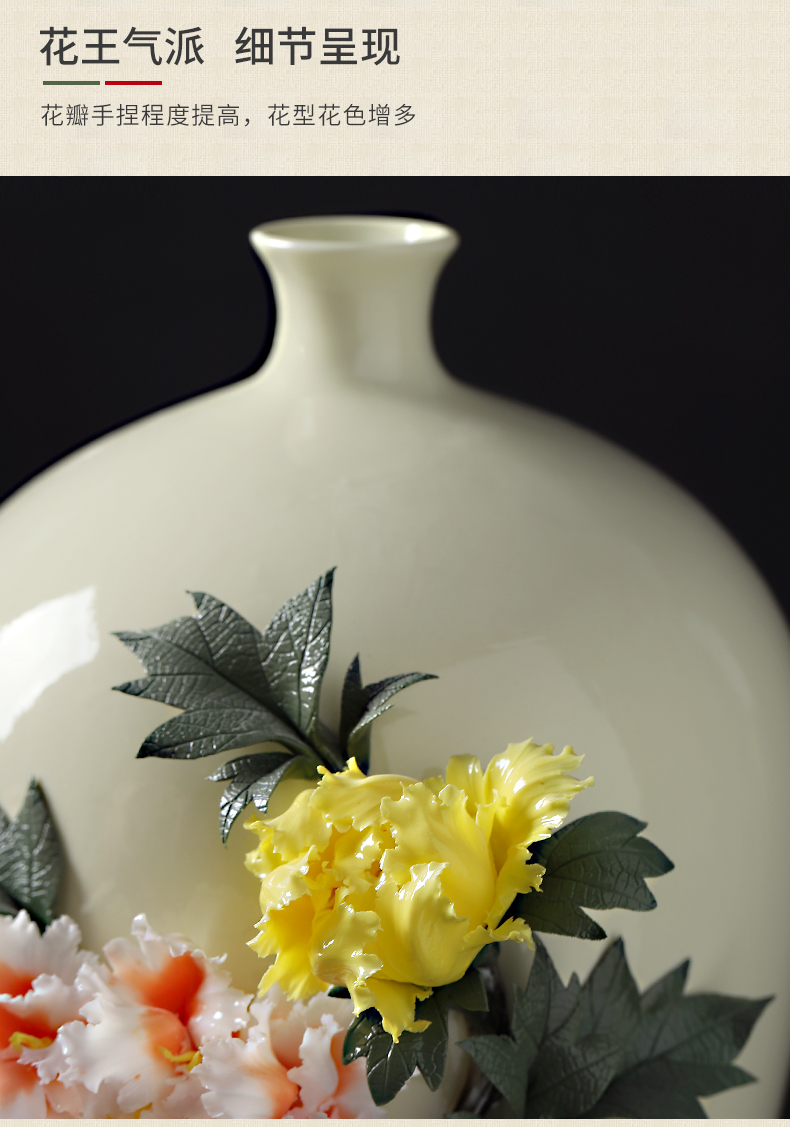 Oriental clay ceramic vase peony sitting room adornment is placed version into opening gifts/blooming flowers