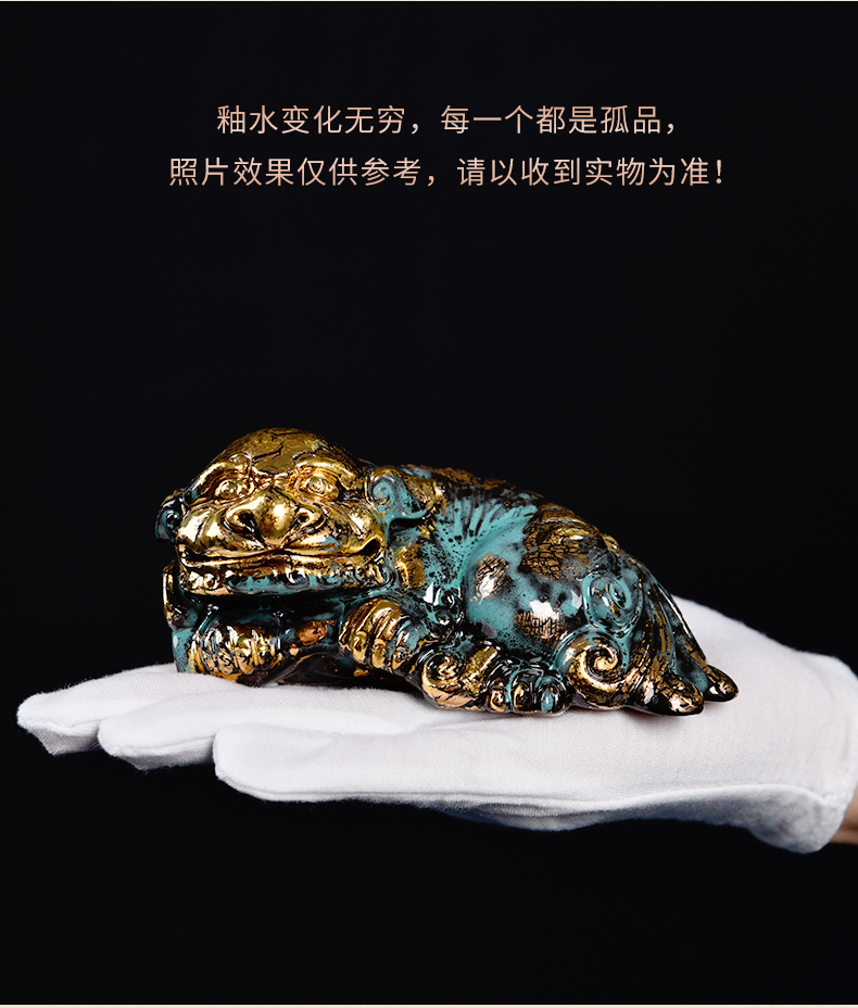 Oriental clay ceramic artisans Zhang Chang the teacher Lin, a bronze color series art/lion lion