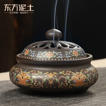 Oriental clay Ceramic enamel color plate incense burner Home indoor aromatherapy burner Agarwood sandalwood incense incense tea room tabletop