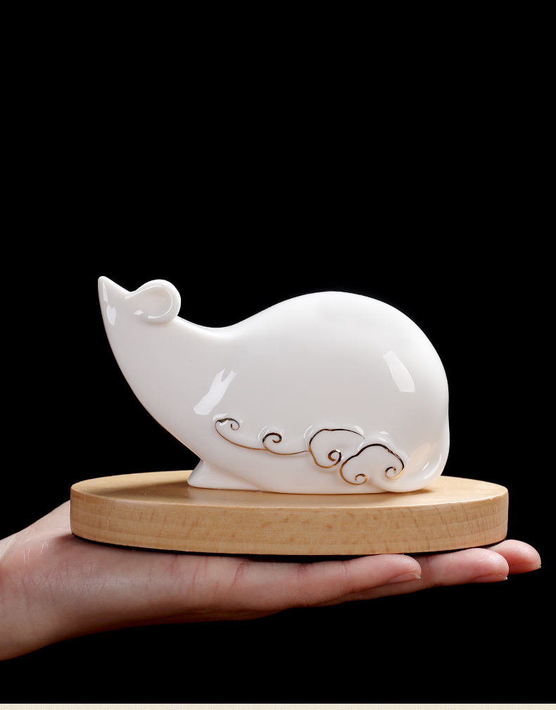 Oriental clay ceramic mascot mouse small place, a 2020 year of the rat New year gifts/cloud a night light