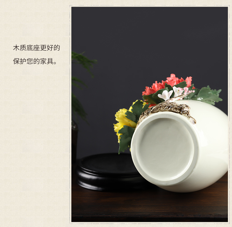 Oriental soil new Chinese checking ceramic flower vases, furnishing articles sitting room flower arranging rich ancient frame porcelain decorative arts and crafts