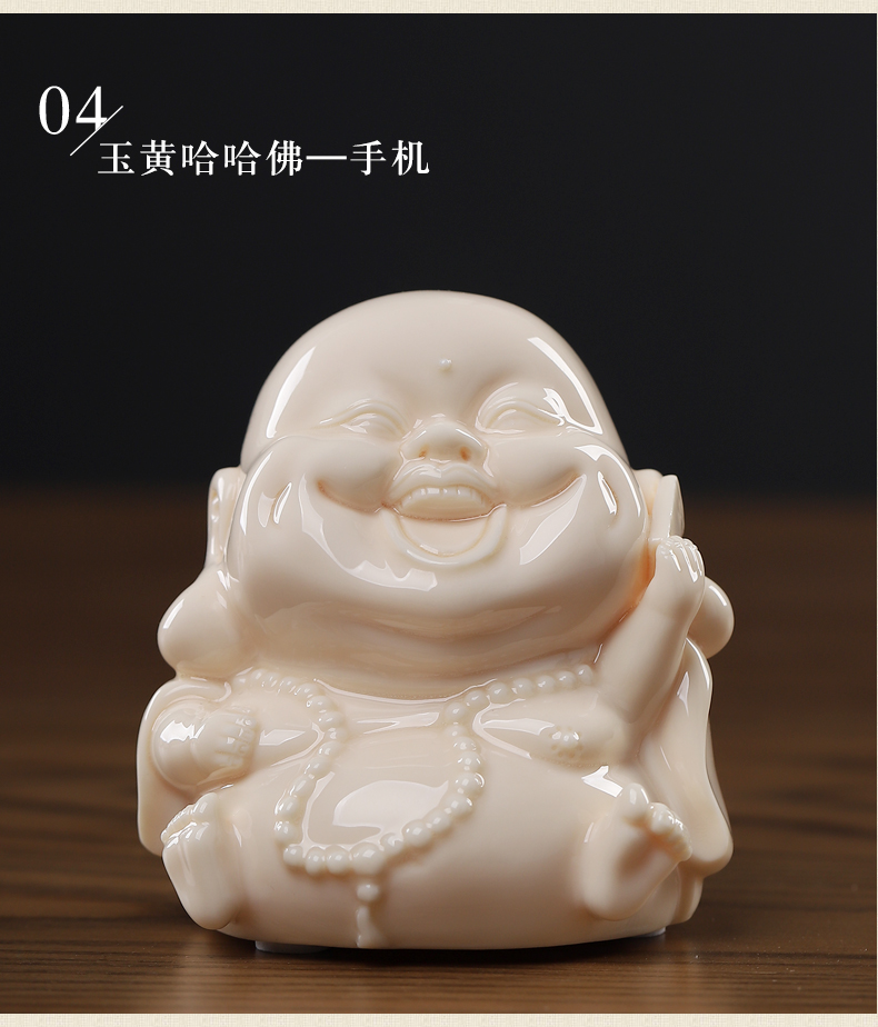 Oriental small clay ceramic crafts office desk refreshing Q version of maitreya/ha harvard ornament