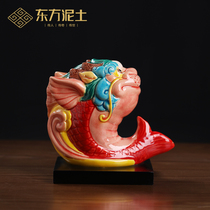 Oriental clay ceramics Dragon Fish ornaments Home living room shop auspicious decorations housewarming opening gifts