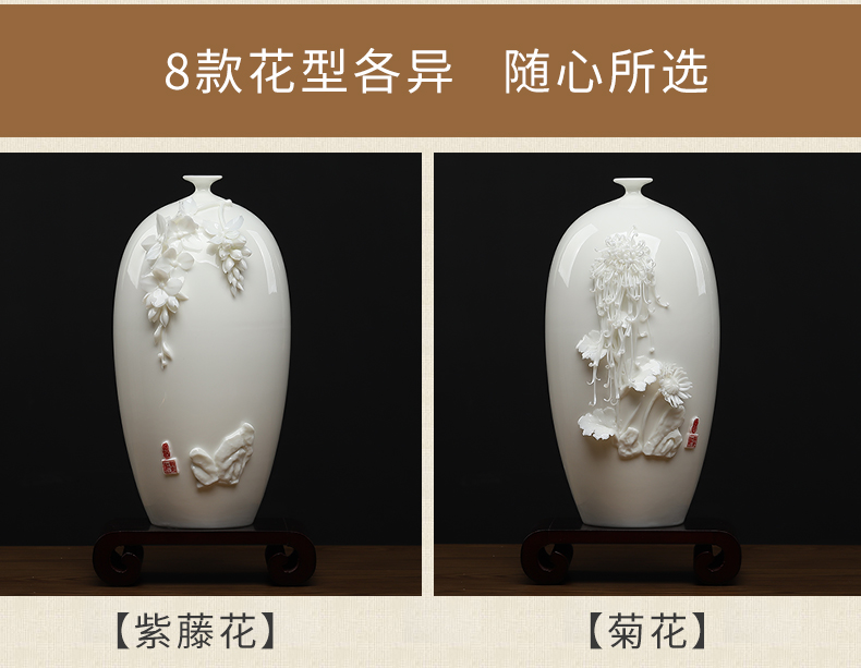 Oriental home furnishing articles new Chinese flower arranging porcelain clay ceramic vase living room TV cabinet rich ancient frame ornaments