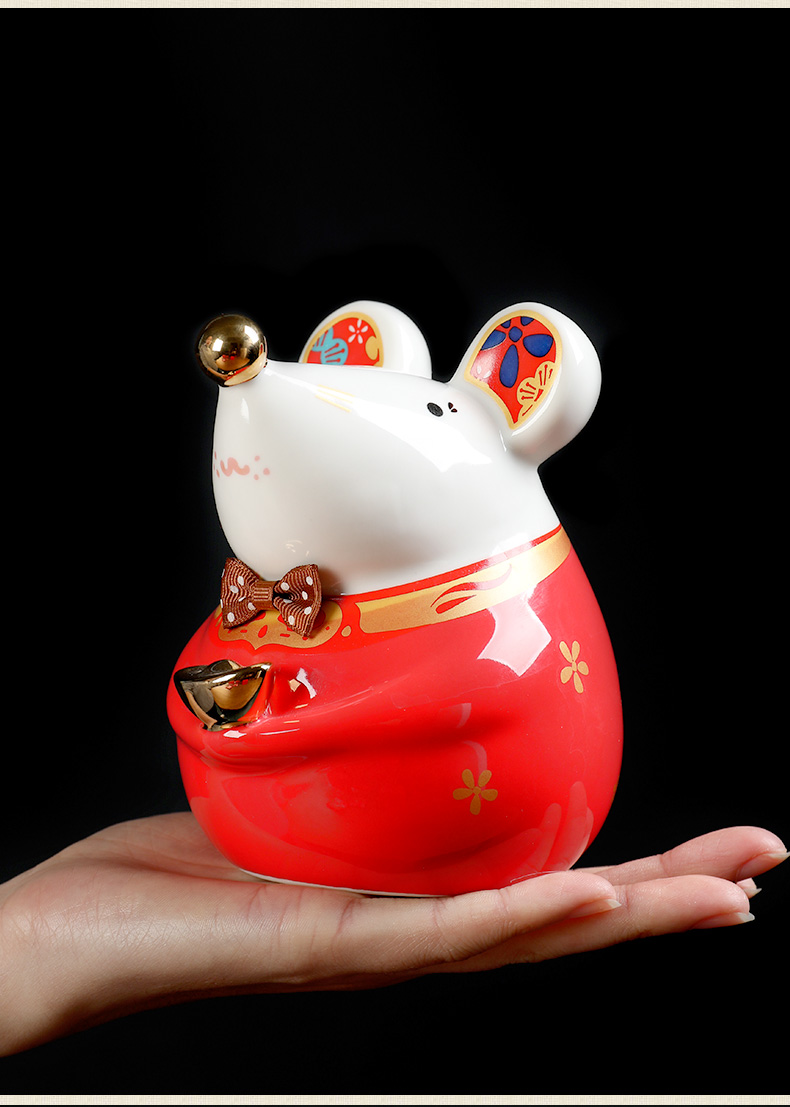 Oriental soil creative ceramic mice furnishing articles rat only into the piggy bank money box/eight party to gain