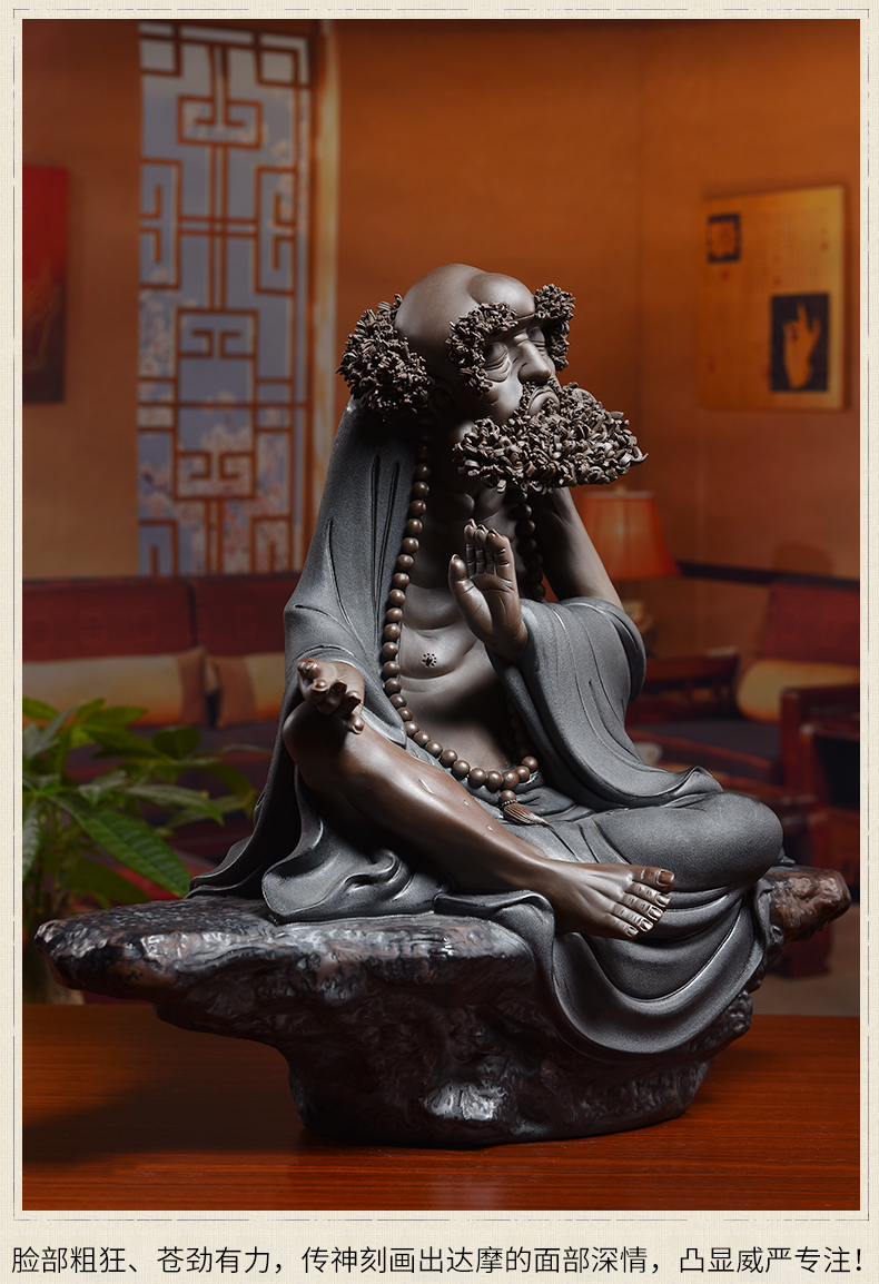 Oriental clay ceramic dharma zen furnishing articles sitting room of Chinese style household adornment handicraft/zen way is long, life is short