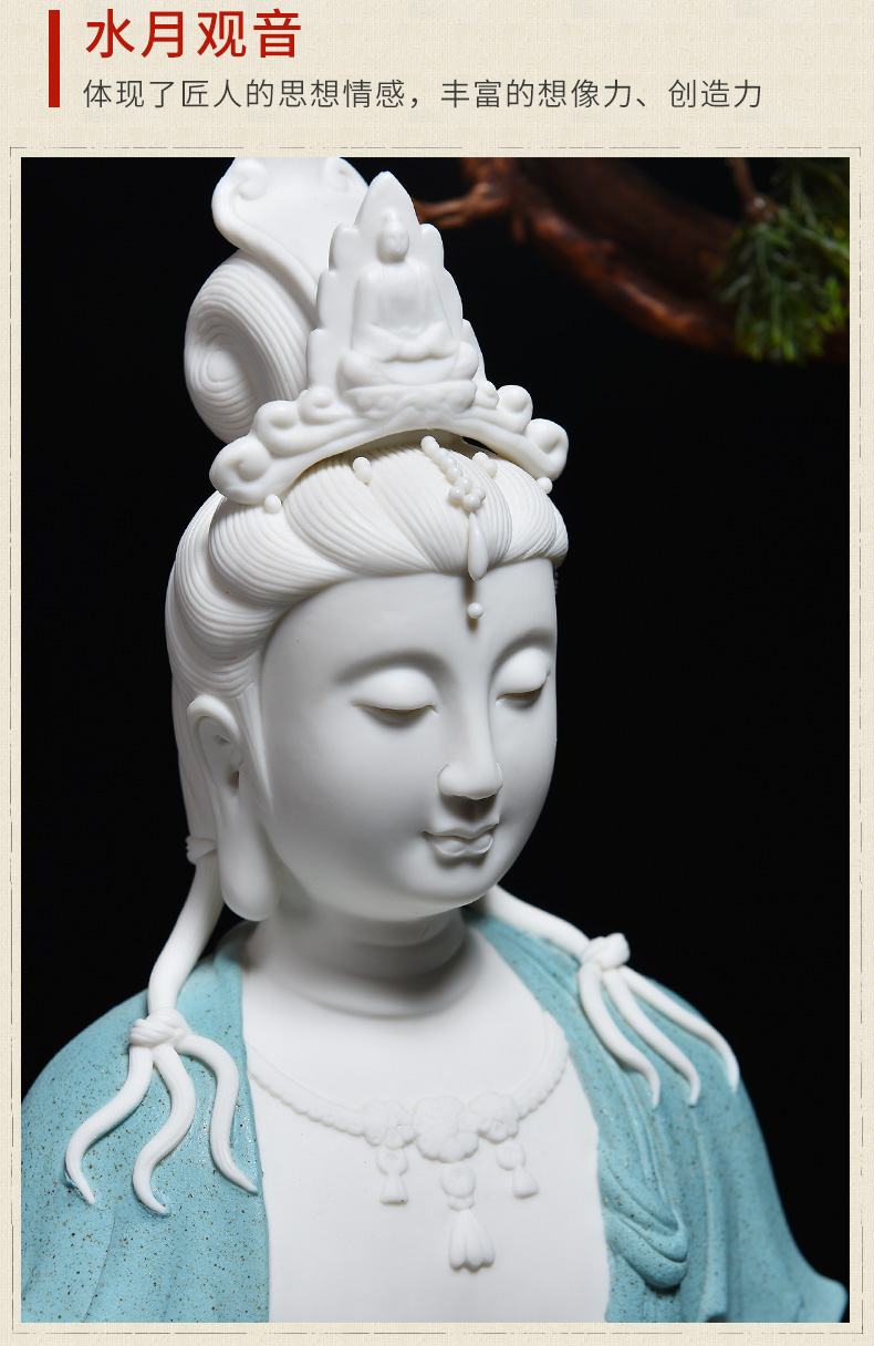 Oriental Chinese ceramic zen soil characters furnishing articles/comfortable guanyin sitting room porch dehua white porcelain arts and crafts