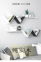  Solid wood punch-free wall shelf creative partition living room bedroom storage modern simple wall decoration rack