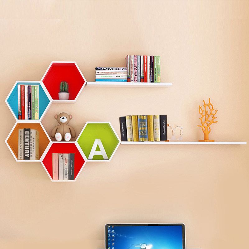 Wall shelf decoration creative living room TV background wall sofa partition wall wall hanging lattice wall bookshelf