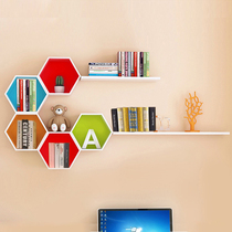  Wall shelf decoration creative living room TV background wall Sofa partition wall Wall hanging lattice wall book shelf