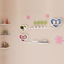  Peach heart-shaped wall shelf Creative lattice Bedroom living room TV background wall Modern minimalist wall shelf