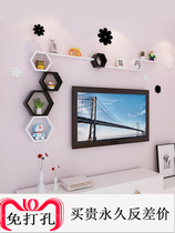  Wall-mounted shelf Punch-free simple wall-mounted bedroom living room creative lattice wall wall wall partition frame