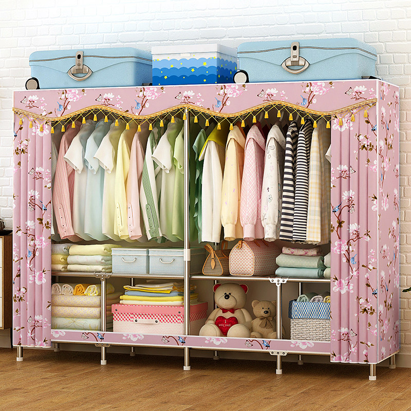 Tikyin same cloth cabinet folding free installation of simple steel pipe rugging and reinforcing thickness assembly all steel frame