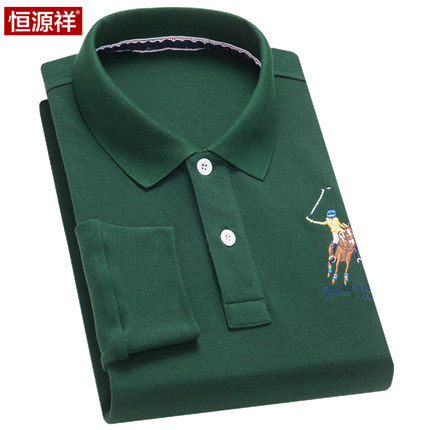 恒源祥长袖t恤男翻领2018春装时尚休闲polo衫青年纯棉保罗衫T恤衫