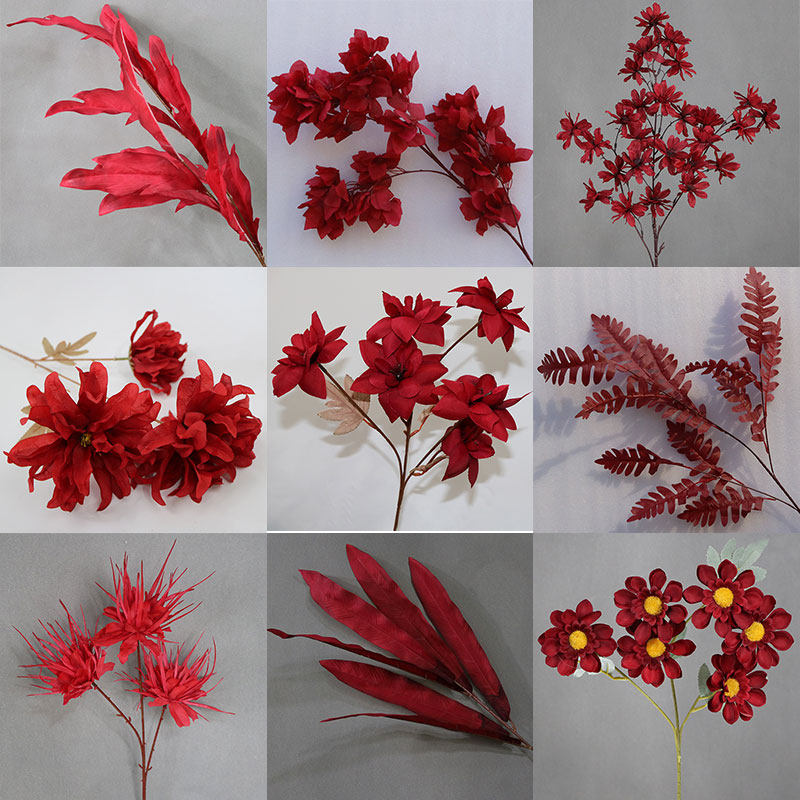 Red Wedding Celebration Flower Flower Arrangement Wedding Decoration Hotel Floral Arrangement Vinatric Floral Materials Silk Flowers Wedding Fake Flowers