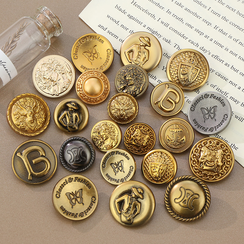 New high-end ancient gold metal buttons retro old texture all-match coat sweater woolen coat clothes buttons