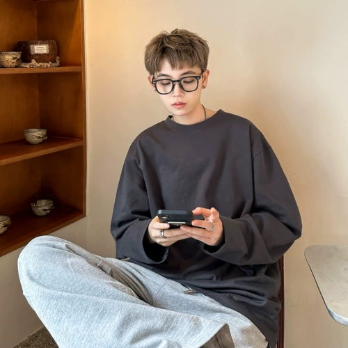 Хлопковый цветной базовый приятный телу трендовый лонгслив для отдыха, в корейском стиле, высокий воротник