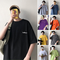 Summer short-sleeved T-shirt mens loose round neck Hong Kong style trend half-sleeve clothes Korean casual versatile simple body shirt