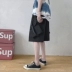 Quần short nam phiên bản Hàn Quốc của xu hướng quần 5 điểm giản dị nam phong cách Hồng Kông in túi lớn khoét thẳng phần mùa hè mỏng - Quần làm việc