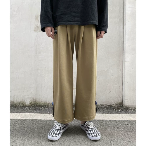 Летние тонкие трендовые штаны, мужские универсальные повседневные брюки для отдыха, свободный прямой крой