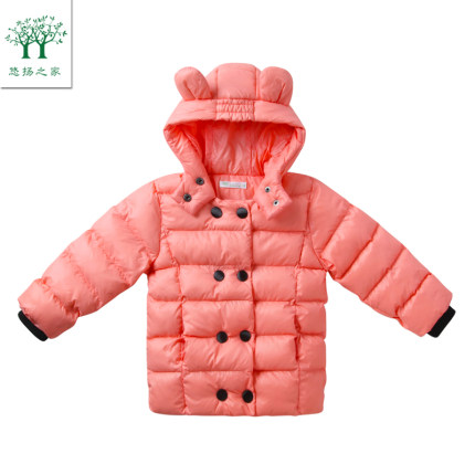 2015冬装女宝宝连帽外套加厚一三岁儿童羽绒