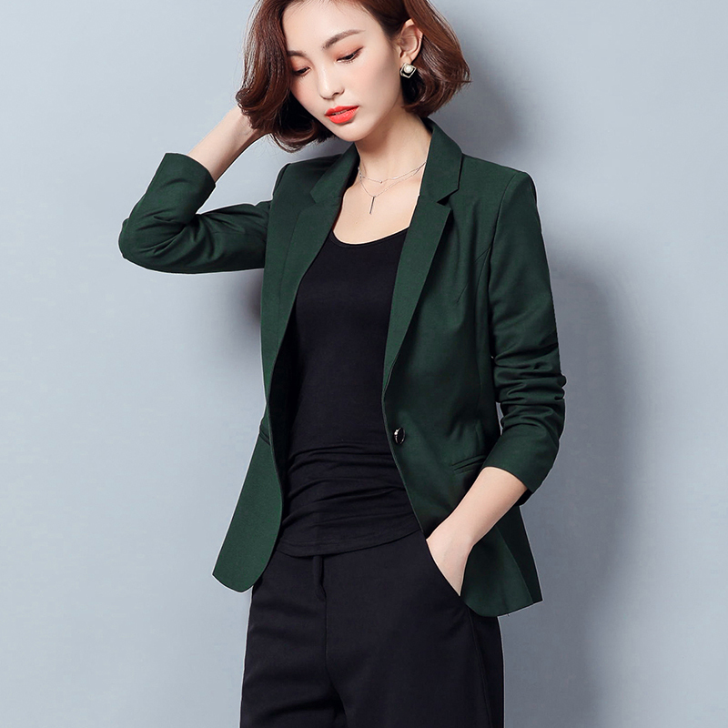 2026 Spring and Autumn New Style Small Blazer Slim Fit Long Sleeve Casual Suit Professional Fashion Dark Green Women's Top