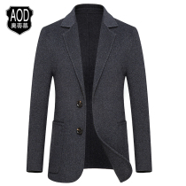 New slim single West double-sided cashmere business suit pure wool casual suit winter warm woolen jacket men