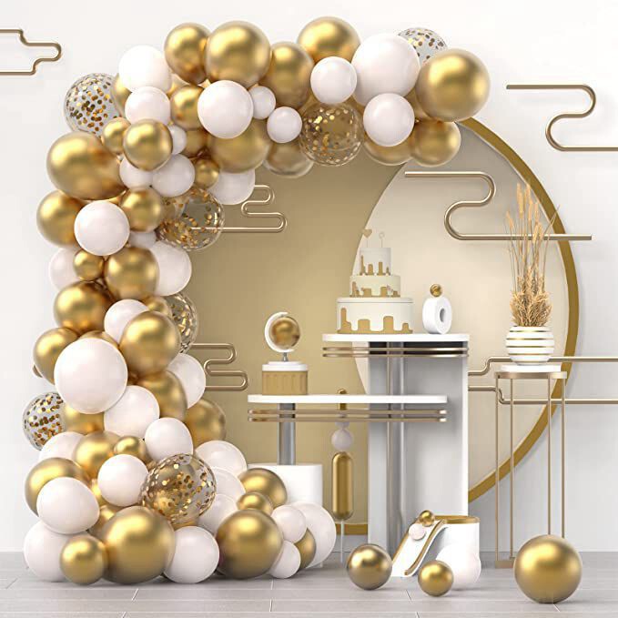 Platinum Confetti Balloon Set Metallic Gold Birthday Anniversary Celebration Prom Bridal Party Decorations