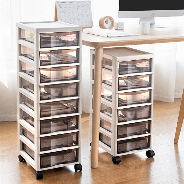 Desktop A4 file storage cabinet plastic storage box under the table drawer cart book data file classification shelf