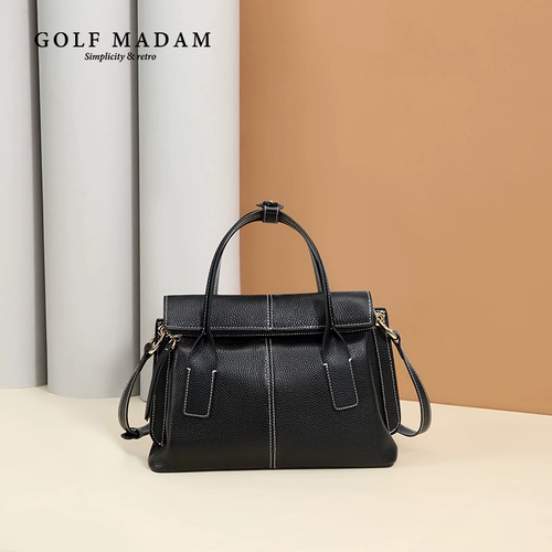 GOLF/高尔夫 Кожаная вместительная и большая модная сумка на одно плечо, из натуральной кожи, воловья кожа