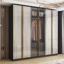 Light Extravagant Wardrobe Cloakroom Modern Minima Custom Cabinet Piano Baking Lacquered Tempered Glass Door Bedroom Assembly Closet