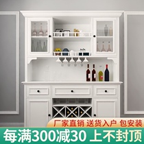 American white dining side cabinet Wine cabinet combination Modern simple restaurant cabinet custom storage Solid wood entrance cabinet can be customized