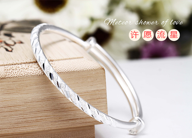 Vòng tay bạc 999 Sterling Bạc Nữ Thời trang Ngôi sao Vòng đeo tay Cặp đôi Vòng tay bóng loáng Trang sức sinh viên Gửi bạn gái vòng ngọc bích