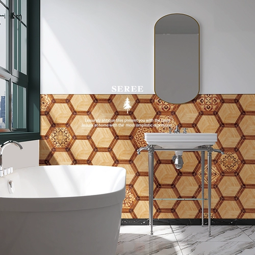 Американская ретро -древесина гексагональная кирпичная гостиная ресторан