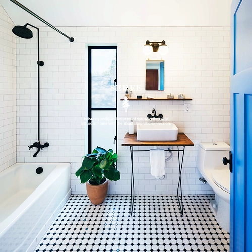 Нордическая ванная комната кухонная плитка черно -белая мозаика