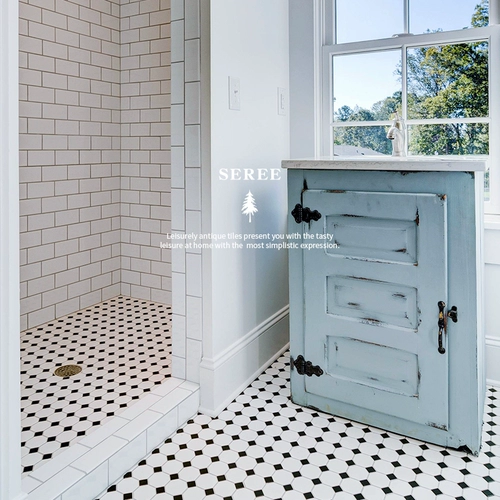 Нордическая ванная комната кухонная плитка черно -белая мозаика