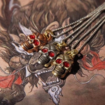 Steel fire Skull skull head Steel Flame necklace pendant pendant EDC hanging pendant EDC pendant with retro flame skull